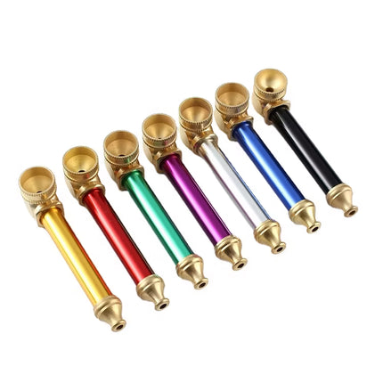 Metal tobacco pipe set (10pk) with gold bowls and blue, green, purple, black stems