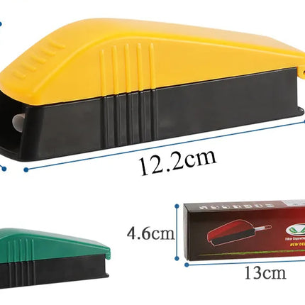 Yellow cigarette rolling tube machine with black guide channel