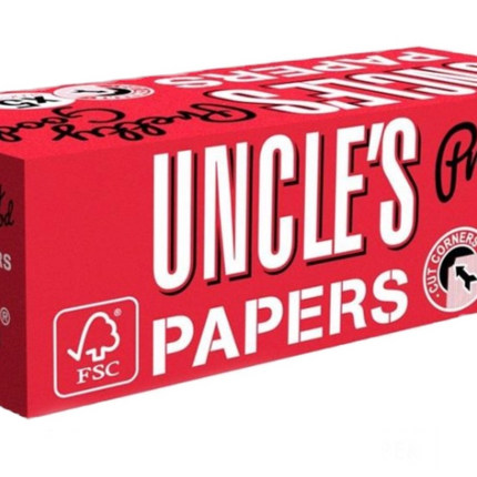 Uncle's Papers multipack box, red and white packaging with 5×60 booklet labels