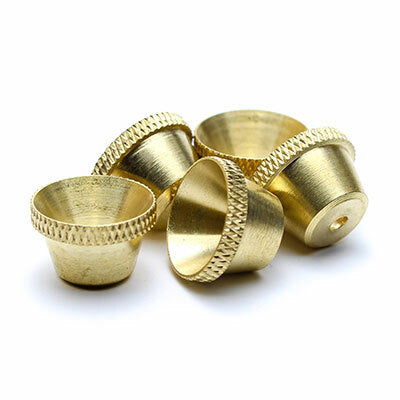 Medium brass cone pieces with textured rim, 10-pack