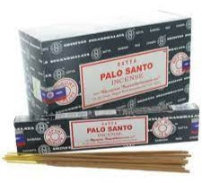 Palo Santo incense sticks with rectangular Satya box, brown sticks on display