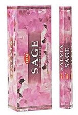Hexagonal sage incense sticks, 120-piece set in pink boxed packaging with SAGE print