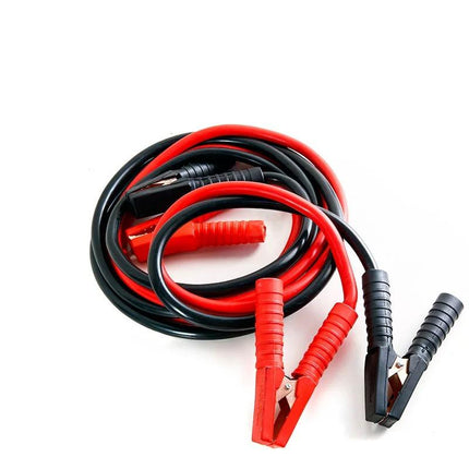Battery jumper cables set with red and black insulated clamps and cables, 3 m