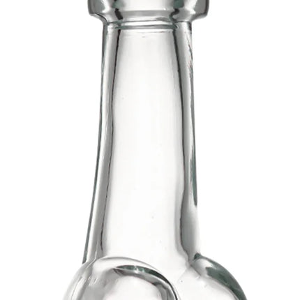 Clear novelty water pipe with bulb top and rounded base, glass smoking accessory