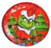 Grinch-themed paper plate set, 10-pack, red and green character design