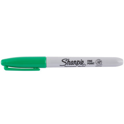 Sharpie fine point permanent marker, green with cap on
