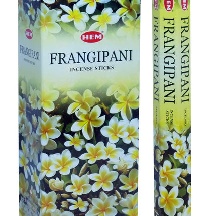 Frangipani incense sticks gift box with matching stick bundle, floral yellow and green
