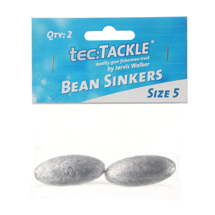 Bean sinkers, size 5, pack of 2 gray oval weights