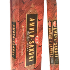 HEM amber sandal incense box with two incense sticks, dark brown