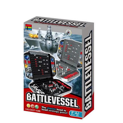 Battlevessel boxed naval combat strategy board game showing open case and peg grid