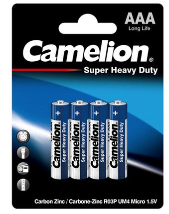 Camelion AAA super heavy duty carbon zinc batteries, 4-pack with plus signs