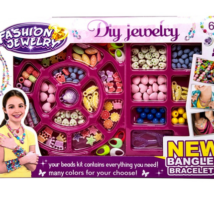 Girls diy jewellery set gift box with assorted beads, bangles, and bracelets