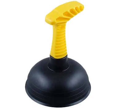 Yellow control grip sink plunger with black suction cup base
