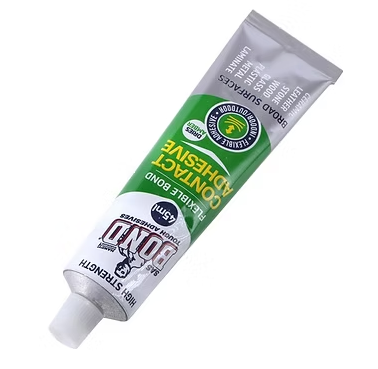 Contact adhesive tube with white nozzle cap and green label, small 45 mL size
