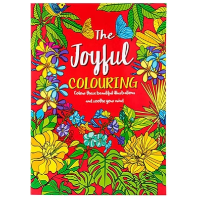 Adult coloring book, 32-page A4 cover, colorful floral and butterfly "Joyful Colouring"