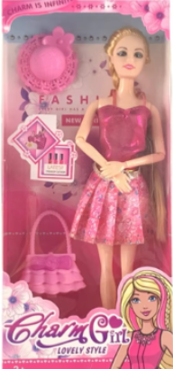 Girls 11-inch princess doll in pink satin dress with accessories and purse