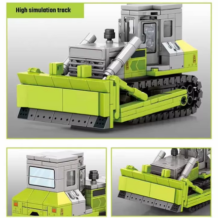 Mini bulldozer block set box, 285 pcs, features simulated cockpit