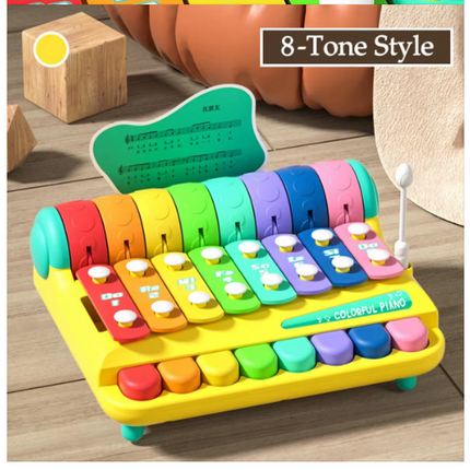 Rainbow xylophone music toy with eight color bars and 8-tone style badge