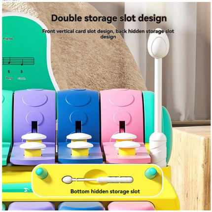 Rainbow xylophone with double card slot design and bottom hidden storage slot