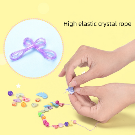DIY jewellery kit with elastic crystal rope, small charms, and bead strand