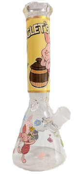 Clear water beaker with Winnie the Pooh character artwork and a straw-style spout