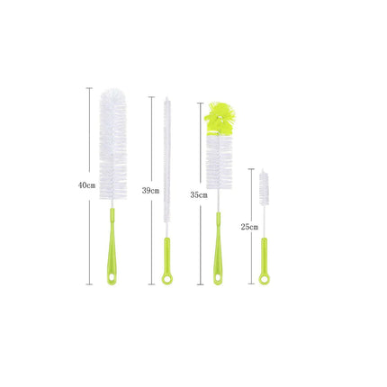 Water pipe cleaning brush set, 4 lengths: 40cm, 39cm, 35cm, 25cm, green handles