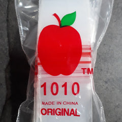 Apple print ziplock storage bag, 1010 size, clear plastic, single bag