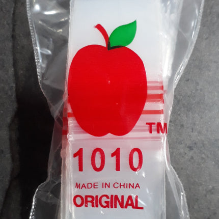 Apple print ziplock storage bag, 1010 size, clear plastic, single bag