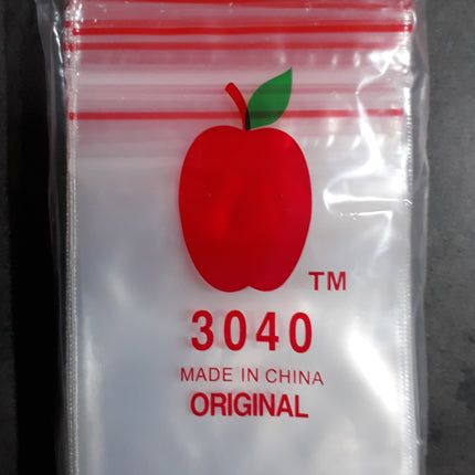 100mm x 75mm zip-top storage bags, apple logo, red 3040R